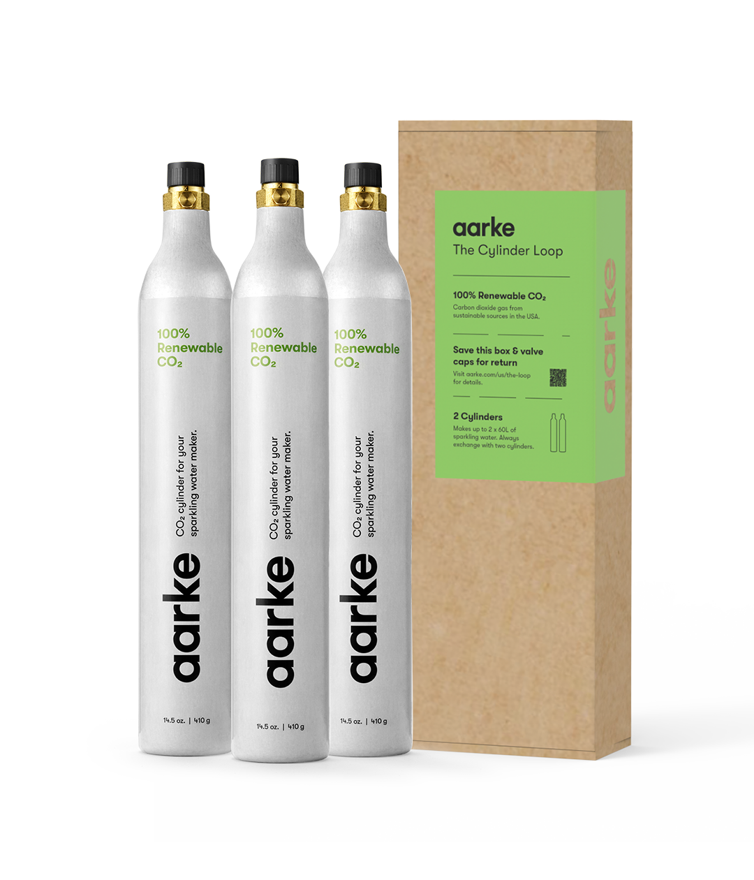 3 Aarke CO2 Cylinders and 1 Exchange Box.