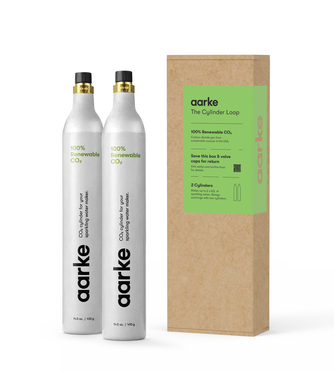 Two cylinders of Aarke CO2 beside an exchange box.