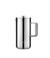 Front view of the stainless steel Aarke French Press with lid closed and sleek handle.