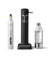 Front view of the Carbonator 3 in Matte Black beside a PET water bottle and a CO2 Cylinder.