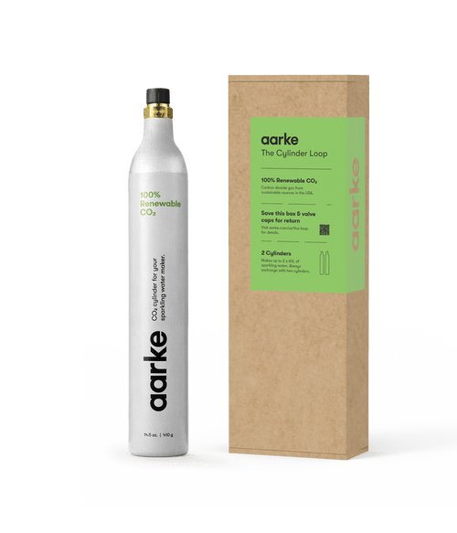 1 cylinder of Aarke CO2 beside an exchange box.
