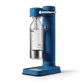 Aarke Carbonator 3 in Cobalt Blue. Side view with PET bottle attached.