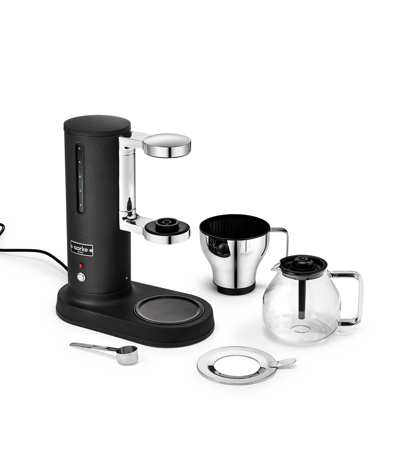 Aarke Coffee Maker Matte Black disassembled. 