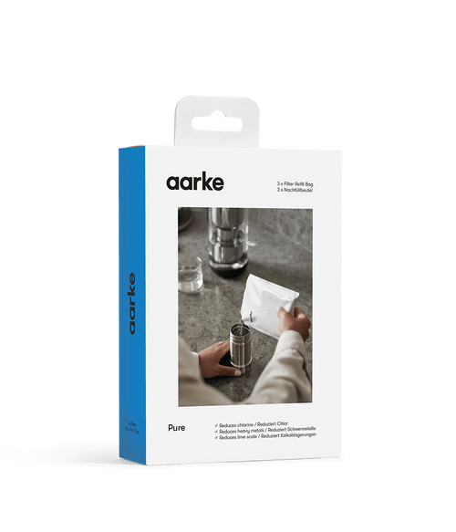 Side view of the Aarke Pure filter refill packaging.