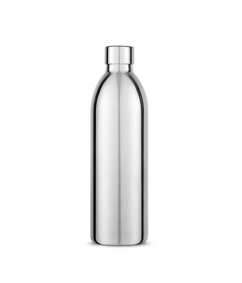 Front view of the Aarke Stainless Steel Bottle for Carbonator 3.