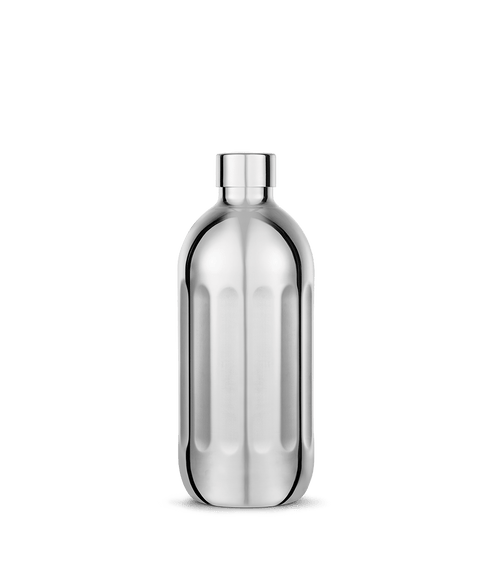 Front view of Aarke Stainless Steel Bottle for Carbonator Pro.