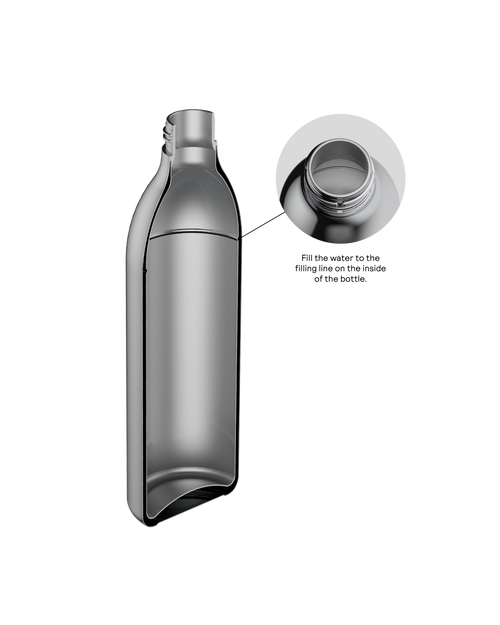 Inside of To-Go Bottle showing water filling mark.