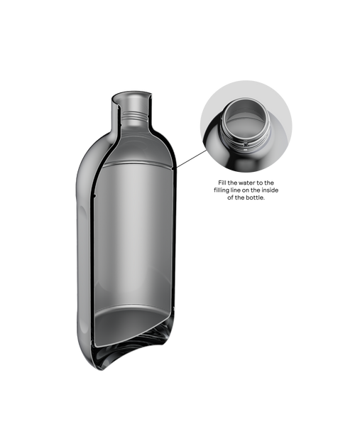 Inside of To-Go Bottle showing water filling mark.
