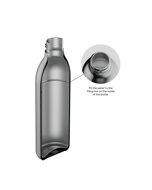 Inside of To-Go Bottle showing water filling mark.