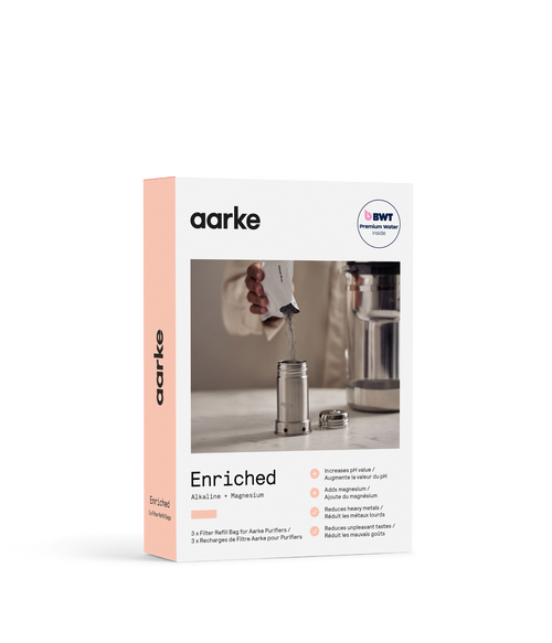 Aarke Enriched Filter Granules refill packs for Aarke Water Purifier, for alkaline, magnesium-mineralised water.
