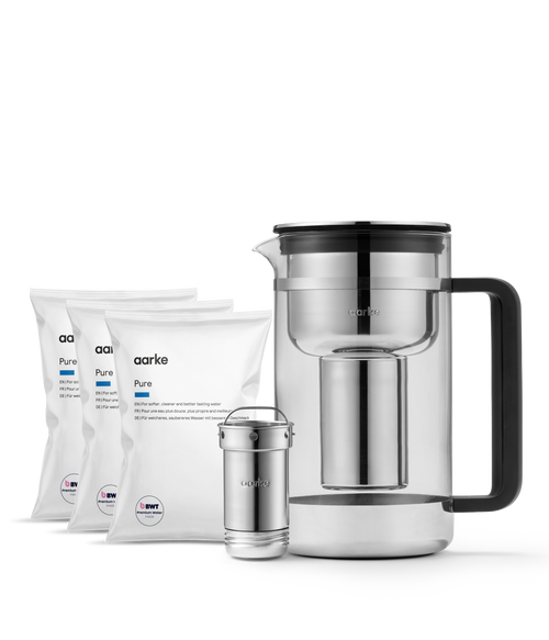 Aarke Water Purifier Large with three Pure Filter Granules refill bags for softer, cleaner and better-tasting water