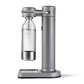 Aarke Carbonator 3 in Hammertone. Side view with PET bottle attached.