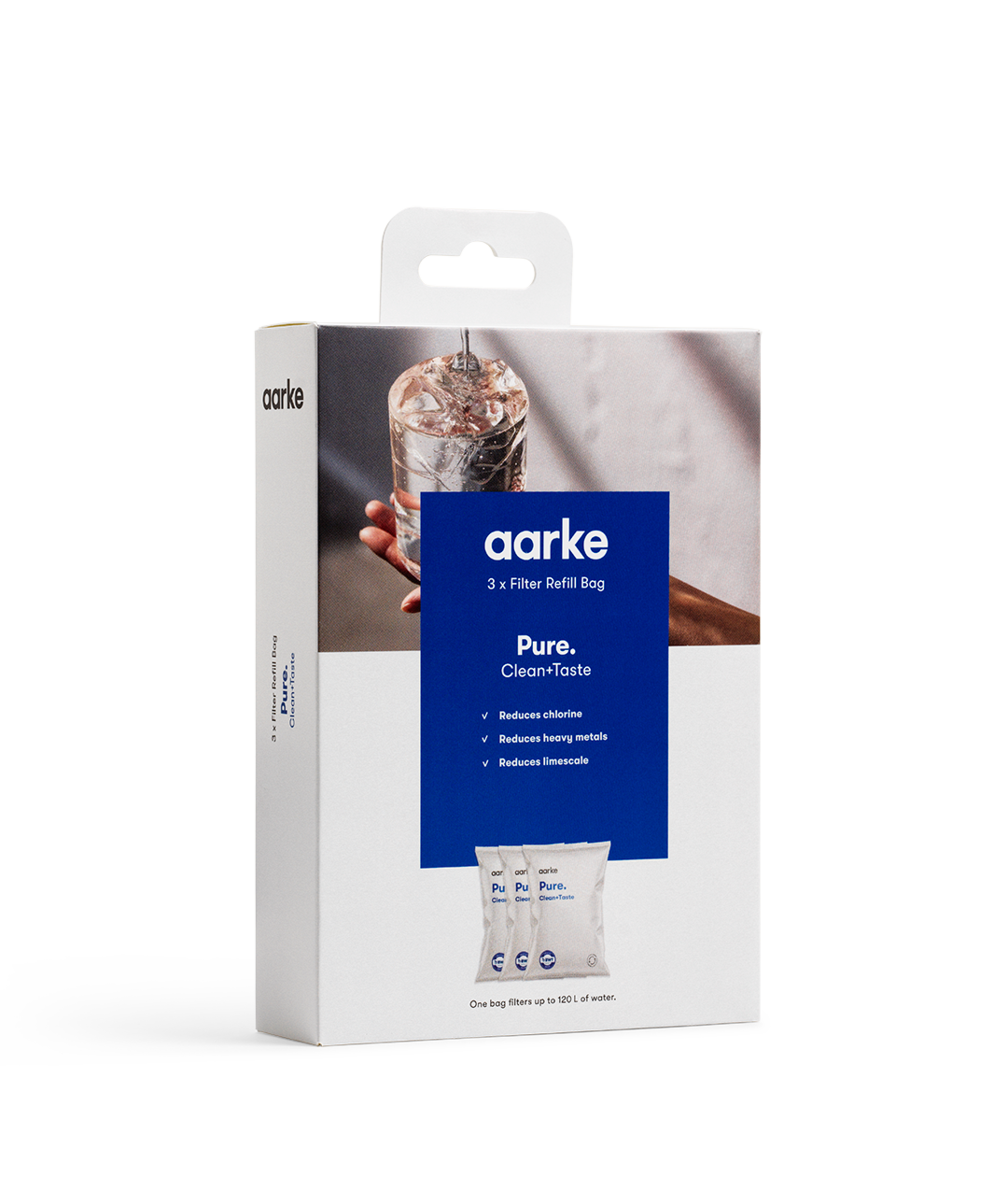Aarke Pure Filter Granules box. Front view.