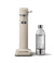 Front view of Aarke Carbonator 3 in Sand with PET water bottle.