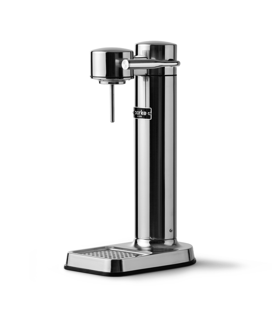 Aarke Carbonator 3 in Steel, with the carbonation lever and nozzle clearly visible.