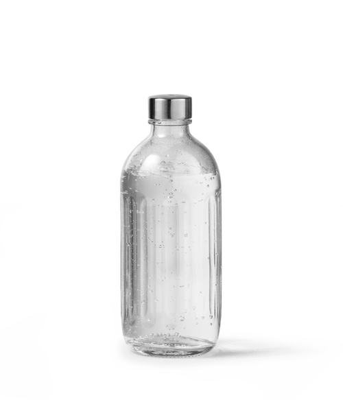 Front view of the Aarke Glass Bottle for Carbonator Pro.