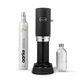 Aarke Carbonator Pro in Matte Black with 1 Aarke CO2 Cylinder and 1 Glass Bottle.