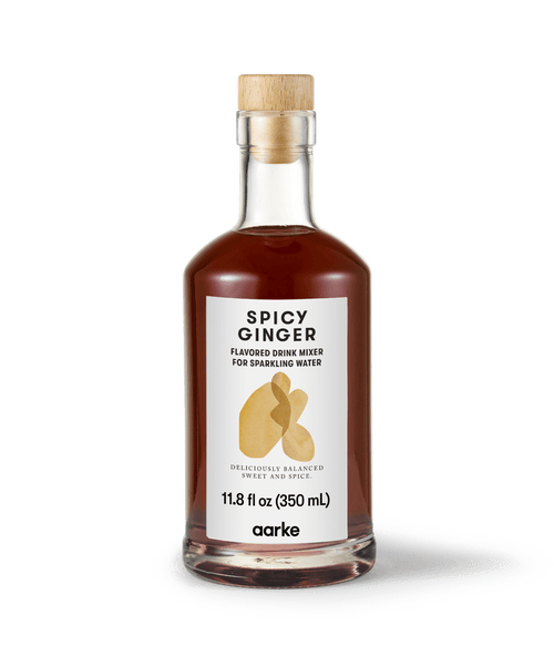 Front view of Aarke Spicy Ginger Drink Mixer bottle.